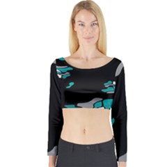 Cyan Creativity Long Sleeve Crop Top by Valentinaart