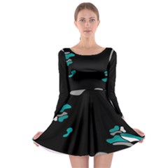 Cyan Creativity Long Sleeve Skater Dress by Valentinaart