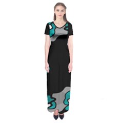 Cyan Creativity Short Sleeve Maxi Dress