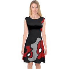 Red Creativity 2 Capsleeve Midi Dress