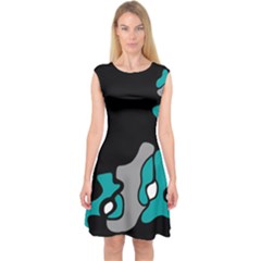 Cyan Creativity 2 Capsleeve Midi Dress