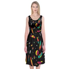 Colorful Twist Midi Sleeveless Dress