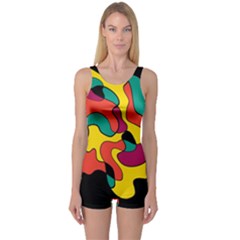 Colorful Spot One Piece Boyleg Swimsuit