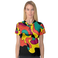 Colorful Spot Women s V-neck Sport Mesh Tee