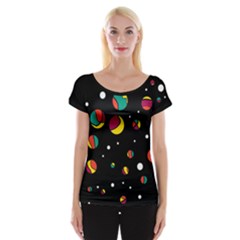 Colorful Dots Women s Cap Sleeve Top