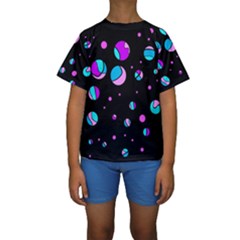 Blue And Purple Dots Kids  Short Sleeve Swimwear