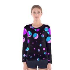 Blue And Purple Dots Women s Long Sleeve Tee