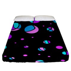 Blue And Purple Dots Fitted Sheet (king Size) by Valentinaart