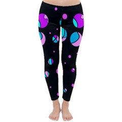 Blue And Purple Dots Classic Winter Leggings by Valentinaart