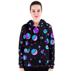 Blue And Purple Dots Women s Zipper Hoodie