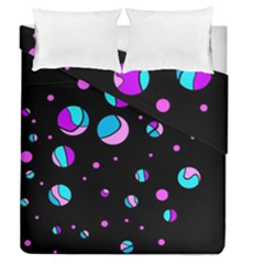 Blue And Purple Dots Duvet Cover Double Side (queen Size)