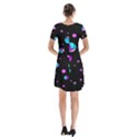 Blue and purple dots Short Sleeve V-neck Flare Dress View2