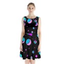 Blue and purple dots Sleeveless Chiffon Waist Tie Dress View1