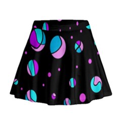 Blue And Purple Dots Mini Flare Skirt