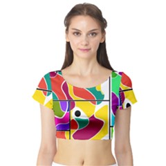 Colorful Windows  Short Sleeve Crop Top (tight Fit) by Valentinaart