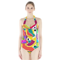 Colorful Windows  Halter Swimsuit