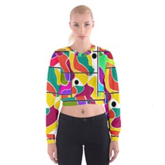 Colorful Windows  Women s Cropped Sweatshirt by Valentinaart