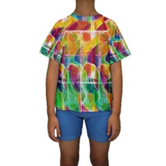 Abstract Sunrise Kids  Short Sleeve Swimwear