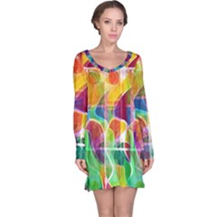 Abstract Sunrise Long Sleeve Nightdress by Valentinaart