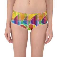 Abstract Sunrise Mid-waist Bikini Bottoms