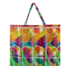 Abstract Sunrise Zipper Large Tote Bag