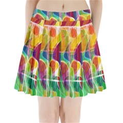 Abstract Sunrise Pleated Mini Skirt