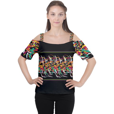 Colorful Barbwire  Women s Cutout Shoulder Tee by Valentinaart