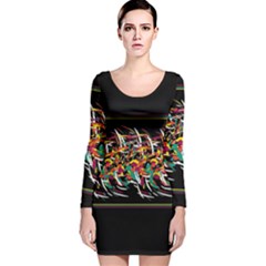 Colorful Barbwire  Long Sleeve Velvet Bodycon Dress by Valentinaart