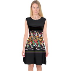 Colorful Barbwire  Capsleeve Midi Dress by Valentinaart