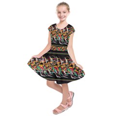 Colorful Barbwire  Kids  Short Sleeve Dress by Valentinaart