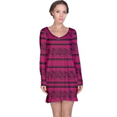 Red Barbwire Pattern Long Sleeve Nightdress