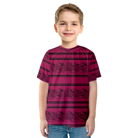 Red Barbwire Pattern Kids  Sport Mesh Tee by Valentinaart