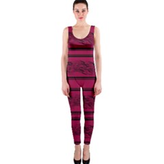 Red Barbwire Pattern Onepiece Catsuit