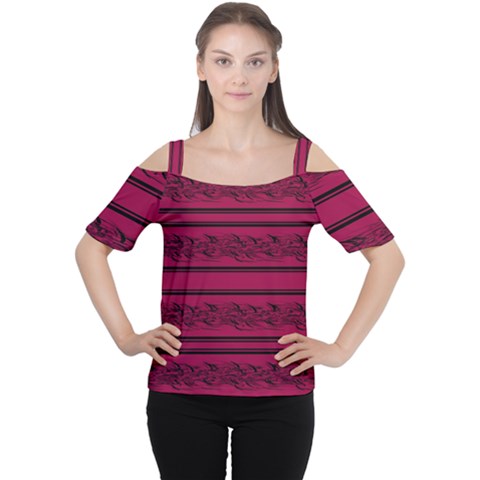 Red Barbwire Pattern Women s Cutout Shoulder Tee by Valentinaart