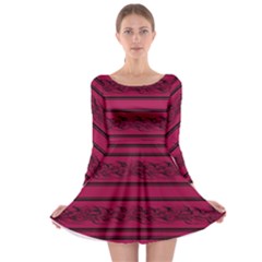 Red Barbwire Pattern Long Sleeve Skater Dress