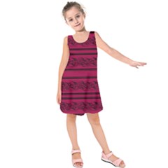 Red Barbwire Pattern Kids  Sleeveless Dress