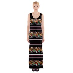 Colorful Barbwire Maxi Thigh Split Dress