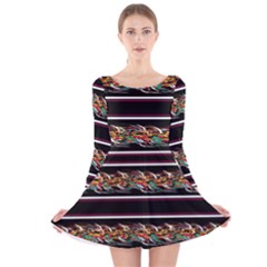 Colorful Barbwire Long Sleeve Velvet Skater Dress