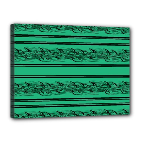 Green Barbwire Canvas 16  X 12  by Valentinaart