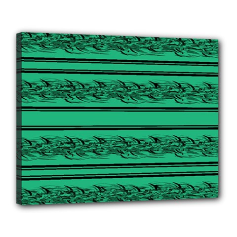 Green Barbwire Canvas 20  X 16  by Valentinaart