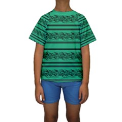 Green Barbwire Kids  Short Sleeve Swimwear