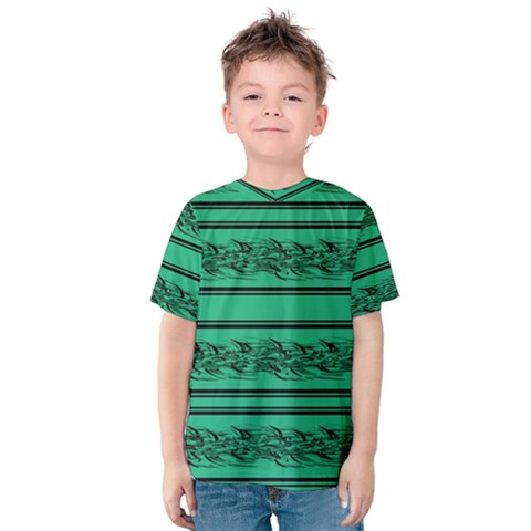 Green Barbwire Kids  Cotton Tee by Valentinaart