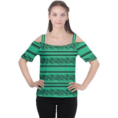 Green Barbwire Women s Cutout Shoulder Tee by Valentinaart