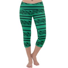 Green Barbwire Capri Yoga Leggings by Valentinaart