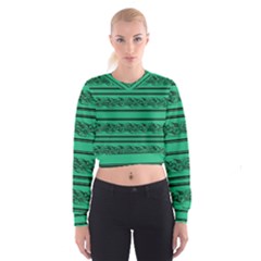 Green Barbwire Women s Cropped Sweatshirt