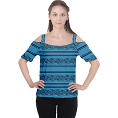 Blue Barbwire Women s Cutout Shoulder Tee