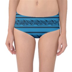 Blue Barbwire Mid-waist Bikini Bottoms