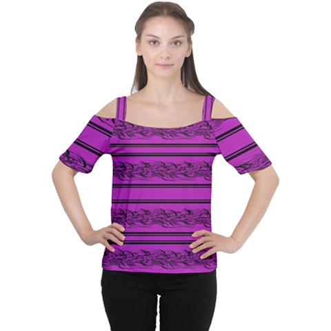 Magenta Barbwire Women s Cutout Shoulder Tee by Valentinaart