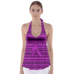 Magenta Barbwire Babydoll Tankini Top