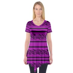 Magenta Barbwire Short Sleeve Tunic 